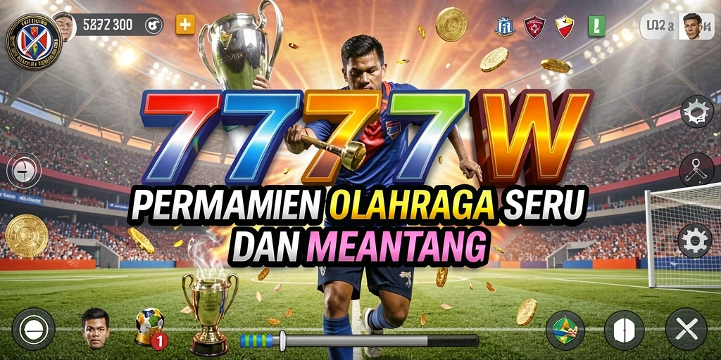 Tampilan utama gameplay 7777W menampilkan aksi olahraga yang mendebarkan.