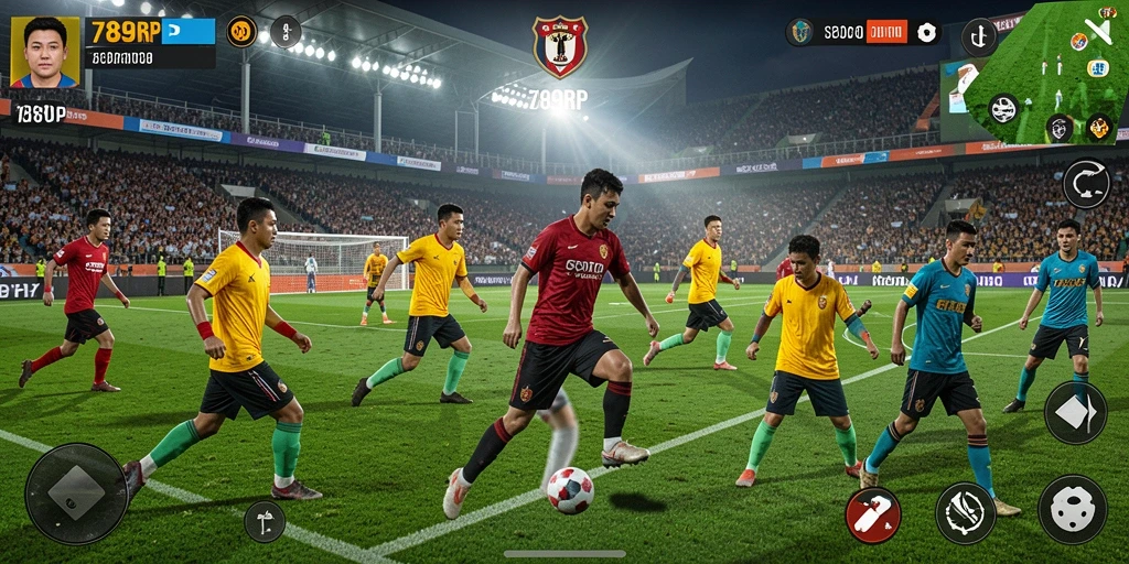 Screenshot gameplay <strong>789RP</strong> yang menampilkan pertandingan sepak bola yang mendebarkan.
