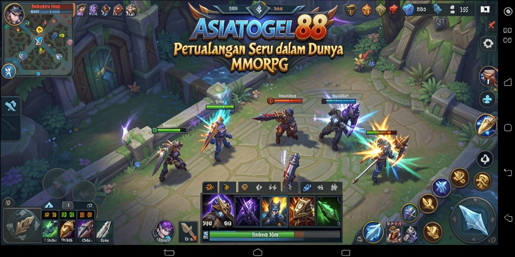 Screenshot permainan ASIATOGEL88 menunjukkan karakter yang bertempur di dunia MMORPG yang dinamis.