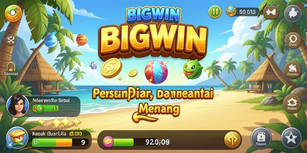 Screenshot gameplay BIGWIN menampilkan suasana seru dan warna-warni.