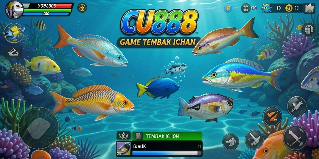 Screenshot CU888 menampilkan aksi seru dalam permainan Tembak Ikan.
