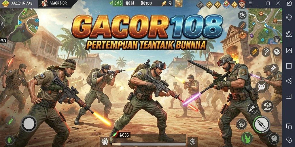 Gameplay GACOR108 menampilkan pertempuran seru di pulau luas.