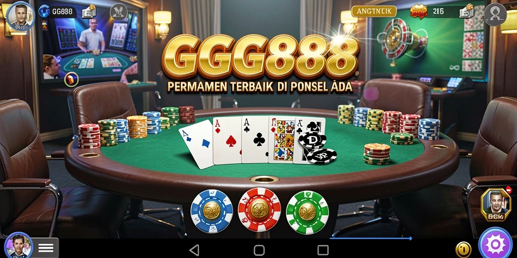 Tampilan gameplay Poker seru dalam aplikasi GGG888.