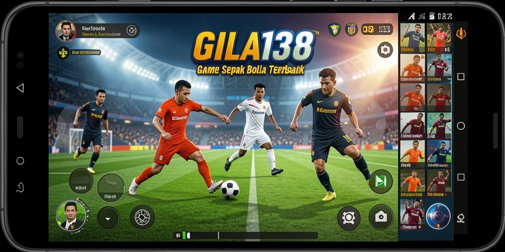 Tampilan gameplay GILA138 dengan aksi sepak bola yang intens.