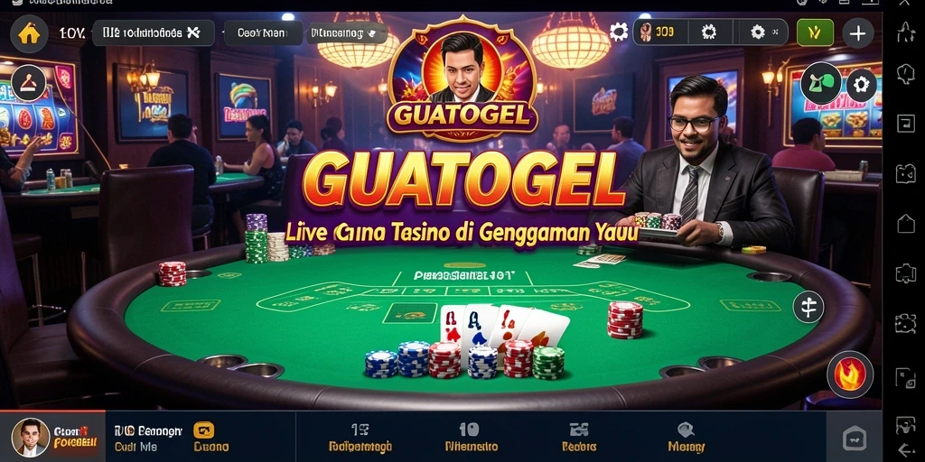 Screenshot gameplay GUATOGEL menunjukkan suasana kasino yang hidup dan interaktif.
