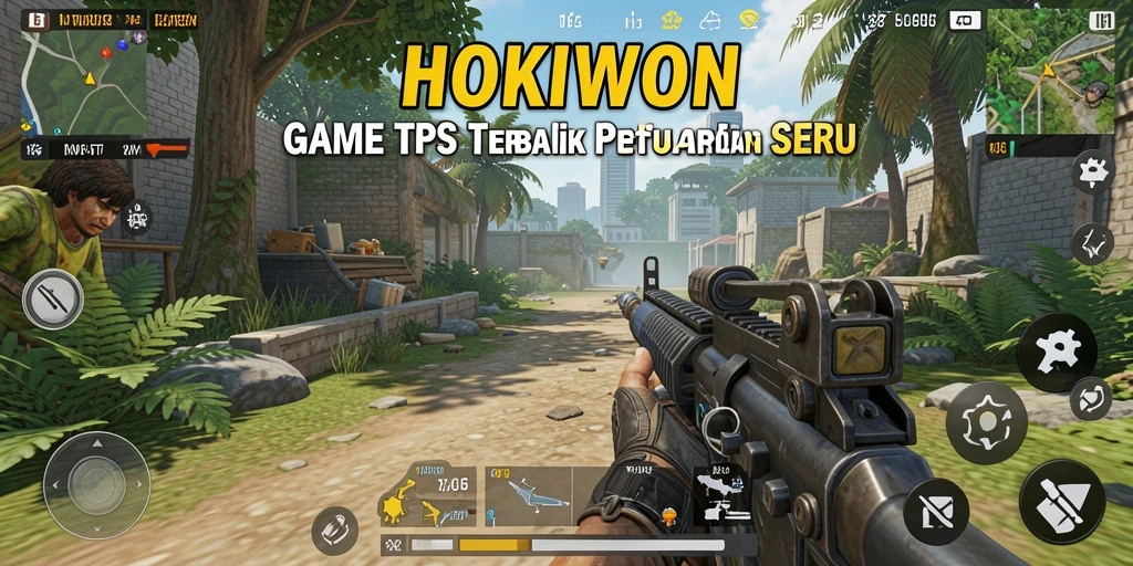 Screenshot HOKIWON menampilkan aksi tembak-menembak seru di TPS.