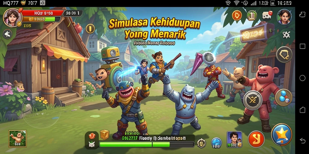Screenshot utama HQ777 menampilkan gameplay simulasi yang menarik dan interaktif.