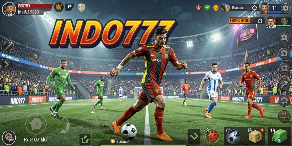Screenshot gameplay <strong>INDO777</strong> menampilkan aksi olahragawan di lapangan.