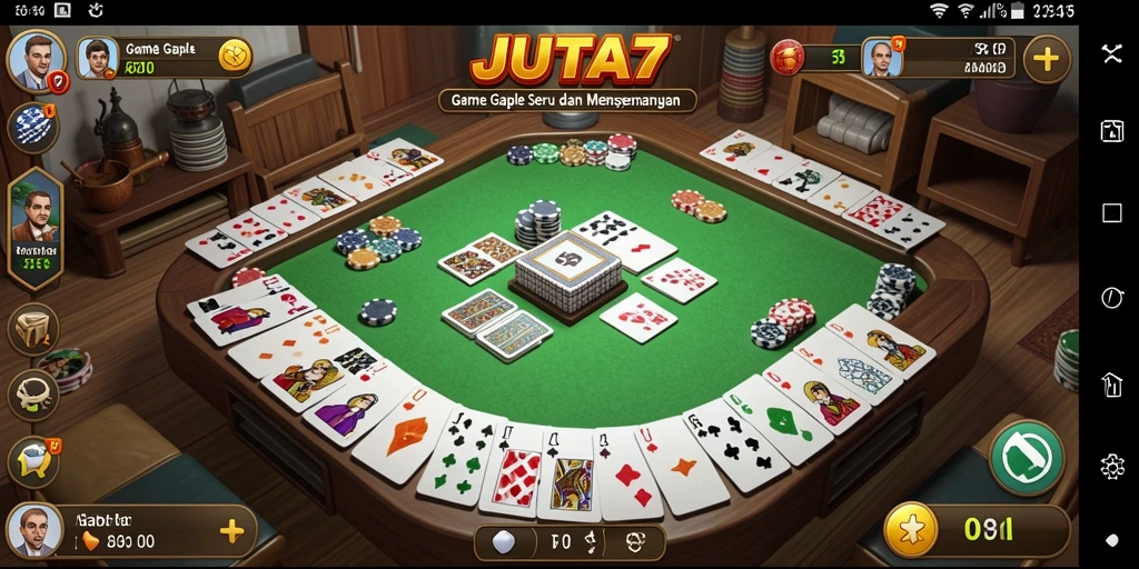 Screenshot gameplay JUTA7 dengan fitur Gaple yang menarik.