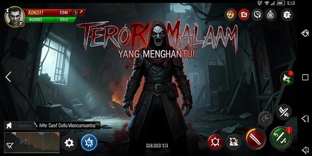 Screenshot KOKO11 menampilkan suasana mengerikan saat pemain berhadapan dengan hantu.