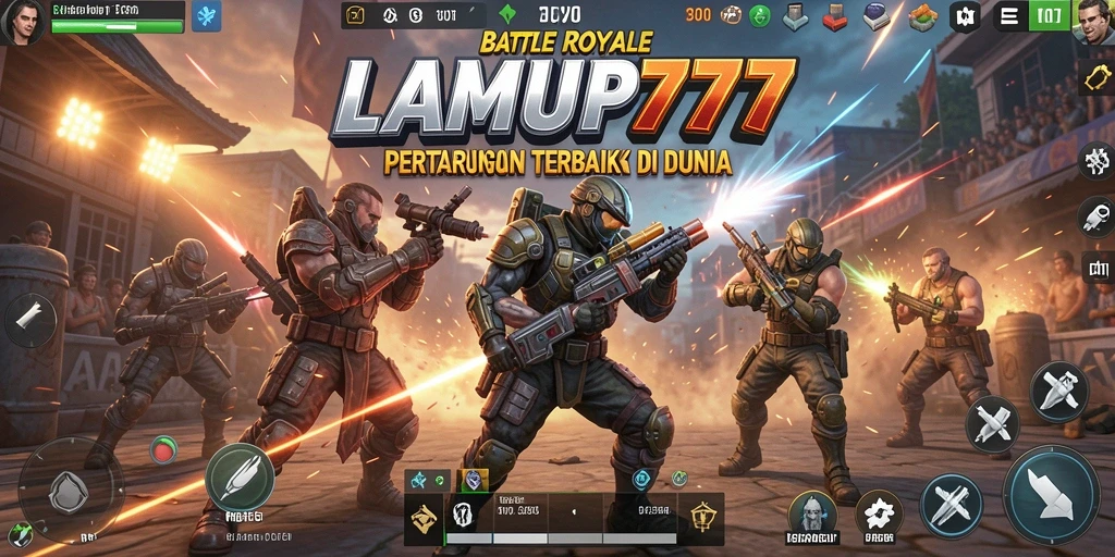 Tangkapan layar aksi seru di LAMPU777 saat pertempuran Battle Royale.