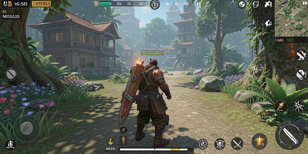 Tampilan gameplay MG525 dengan dunia simulasi yang interaktif.