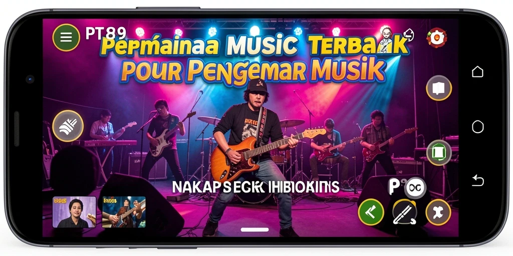 Screenshot utama PT89 menampilkan gameplay musik yang seru.