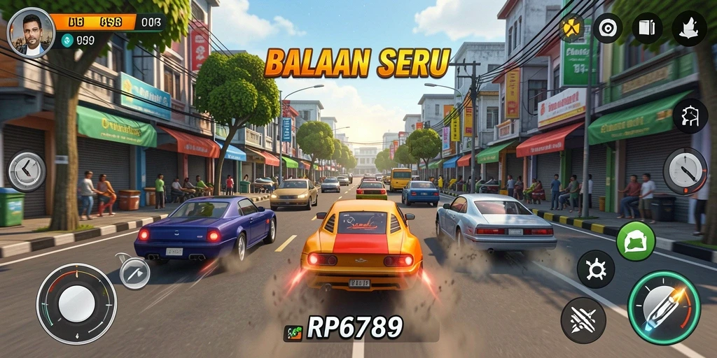 Tampilan gameplay balapan yang seru dan mendebarkan di RP6789.