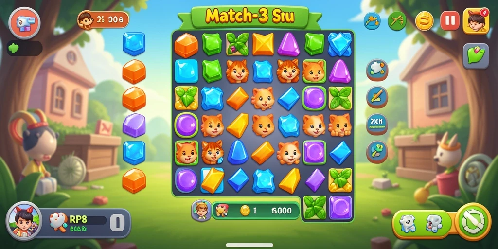 Tampilan gameplay RP8 yang penuh warna dan menantang.