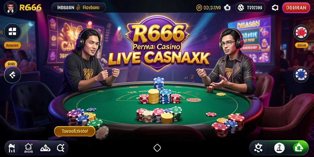 Screenshot gameplay RR666 yang menampilkan dealer langsung dan interaksi pemain.