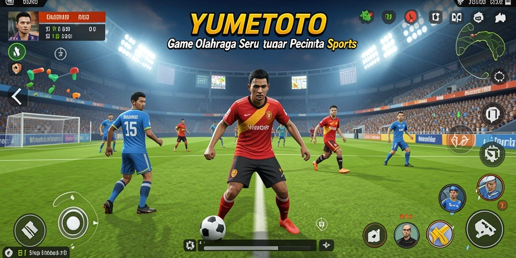 Screenshot gameplay dari YUMETOTO menampilkan aksi olahraga yang seru.